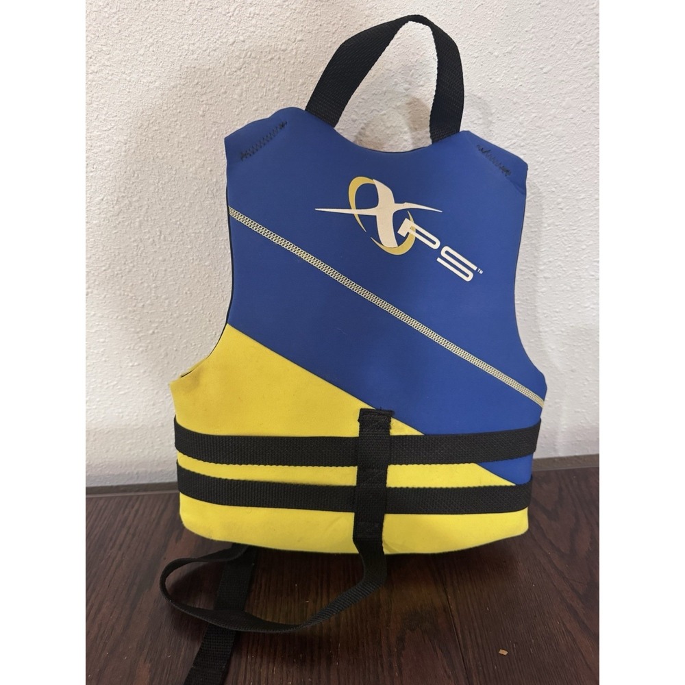XPS Youth Life Jacket Vest PFD Coast Guard Approved Blue Yellow 30-50 Lbs - Picture 2 of 4